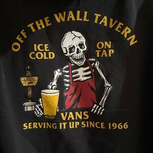 Vans Off The Wall Tavern Skeleton Graphic Hoodie Black Medium Beer Tap Bar